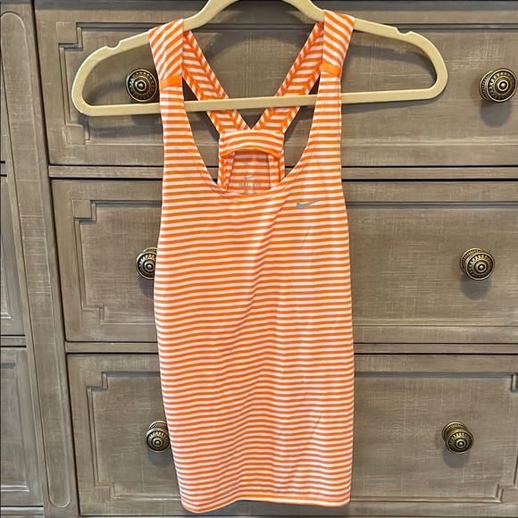 Nike Tops - Nike Women's Orange and White Striped Tank Top